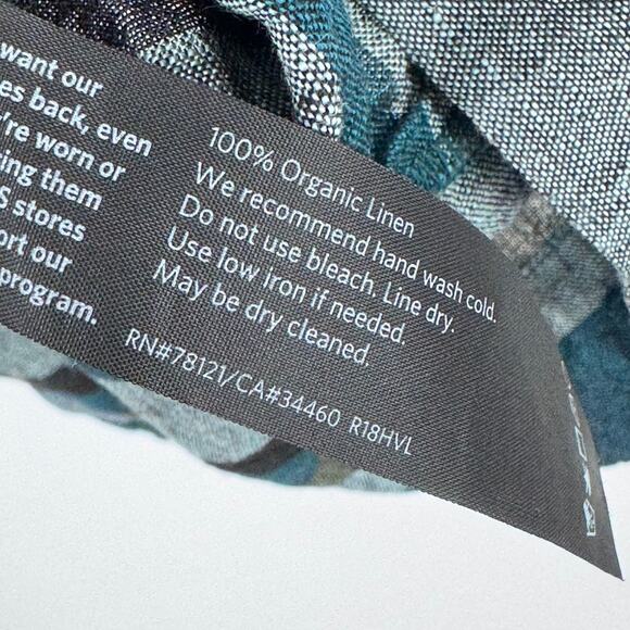 Eileen Fisher Linen Top Medium Striped Blue Gray Green - Picture 6 of 6